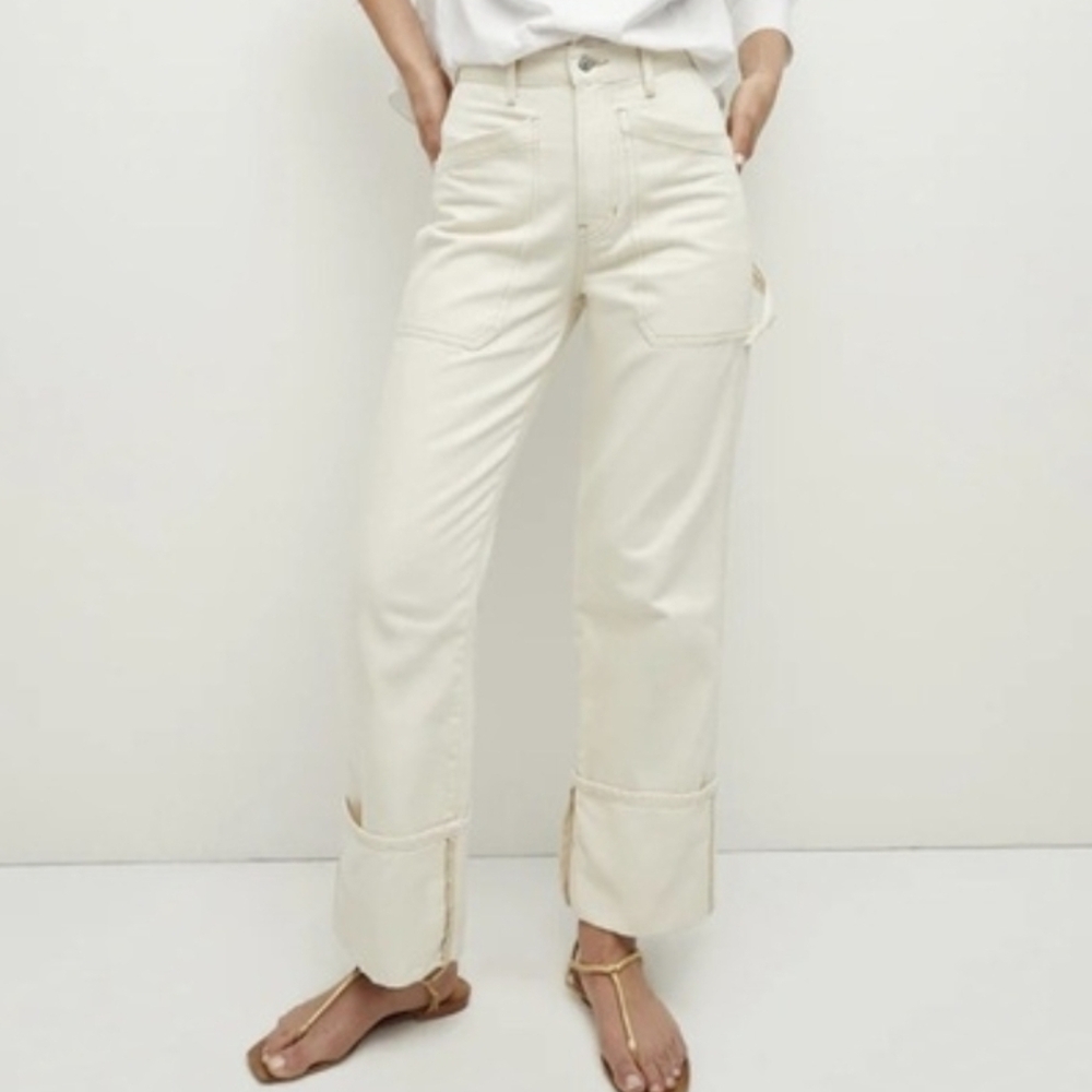 Veronica Beard Dylan Full Length Straight High Waist Cargo Jeans Size 25